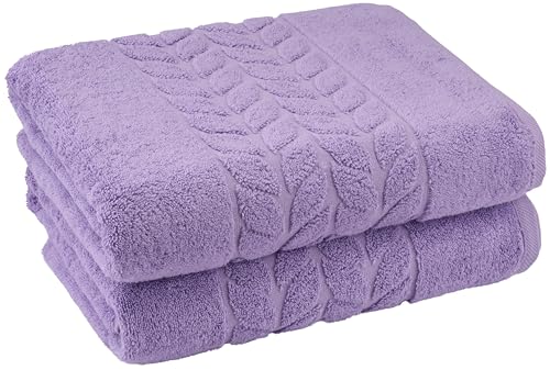 BAGNO MILANO Organic Turkish Cotton Bath Towels, Hand Towels - Premium Jacquard Collection, Certified Organic Cotton Towel Set (Lilac, Bath Towel Set of 2) - color: Lilac, size: Bath Towel Set of 2