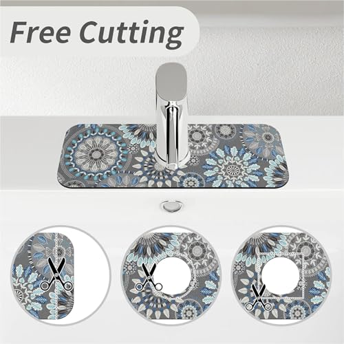 Kitchen Sink Splash Guard，Bohemian flowers Faucet Mat Sink Gadgets-Super Absorbent Fast Drying Mat Drip Catcher for Kitchen, Bathroom,Sink Mat, Dish Drying Mat, Bathroom(15" X 5.5" ) - color: Bohemian flowers