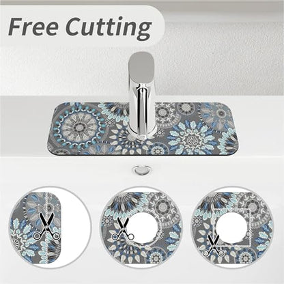 Kitchen Sink Splash Guard，Bohemian flowers Faucet Mat Sink Gadgets-Super Absorbent Fast Drying Mat Drip Catcher for Kitchen, Bathroom,Sink Mat, Dish Drying Mat, Bathroom(15" X 5.5" ) - color: Bohemian flowers