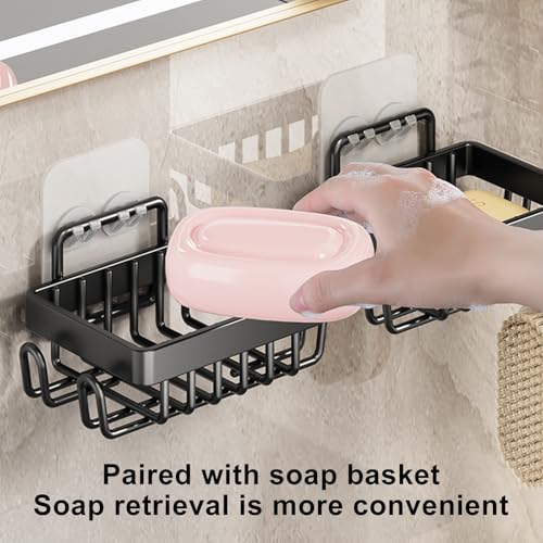 5-Pack Adhesive Shower Caddy - Rustproof Stainless Steel Bath Organizer | No-Drill Installation, Large Capacity, With Soap Dish & Toothbrush Holder, Multi-Functional Storage