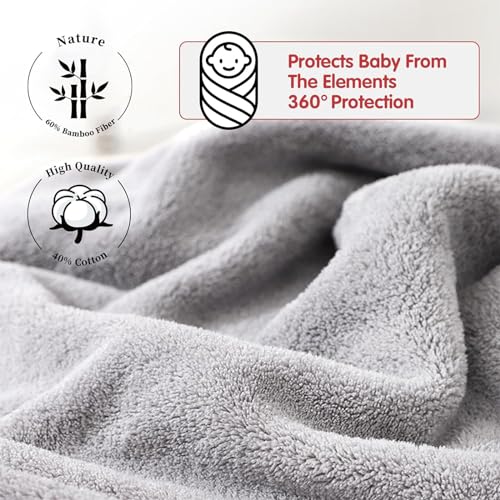 Baby Hooded Towel, 2-Pack Essentials with 31.5x31.5 inch, 2 Designs, Soft Absorbent Bath Towel for Boy and Girl - color: 03 Gray+pink