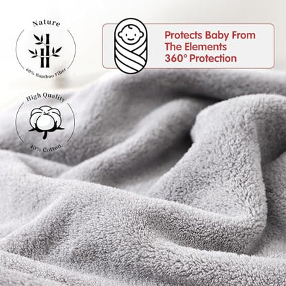 Baby Hooded Towel, 2-Pack Essentials with 31.5x31.5 inch, 2 Designs, Soft Absorbent Bath Towel for Boy and Girl - color: 03 Gray+pink