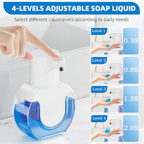 Automatic Soap Dispenser Touchless,Liquid Soap Dispenser USB Rechargeable,15oz/420ml Hand Soap Dispenser,4-Level Adjustable,Wall Mounted/Countertop Soap Dispenser for Bathroom Kitchen Dish Soap - color: White 01, style: Liquid