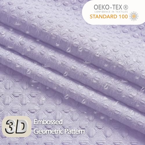 Extra Long Shower Curtain 96 Inch Long 1 Piece, Waffle Embossed Textured Fabric Shower Curtain for Bathroom Large Hotel, Water Resistant, Machine Washable, Lavender, 72Wx96L Inches - color: Lavender, size: 72"W x 96"L (Pack of 1)