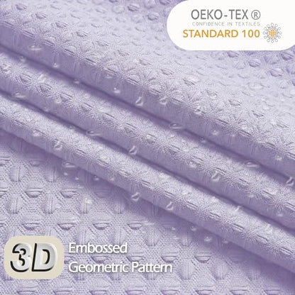 Extra Long Shower Curtain 96 Inch Long 1 Piece, Waffle Embossed Textured Fabric Shower Curtain for Bathroom Large Hotel, Water Resistant, Machine Washable, Lavender, 72Wx96L Inches - color: Lavender, size: 72"W x 96"L (Pack of 1)