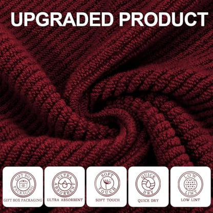 VOOVA & MOVAS 3PC Towel Set, 100% Cotton, Burgundy | 1 Large Bath 30x56 In, 1 Hand 18x28 In, 1 Wash Cloth 13x13 In, Quick Dry, Soft, Thick, Towels For Bathroom, Towel Gift - color: Burgundy - Red, size: 3 PC Bathroom Towel Set