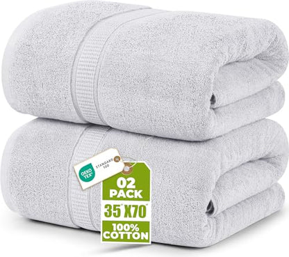 Utopia Towels Luxurious Jumbo Bath Sheet 2 Piece, 600 GSM, 35 by 70 Inches, 100% Ring Spun Cotton, Highly Absorbent and Quick Dry Extra Large Bath Towel, Super Soft Towel, Silver - color: Silver, size: 2 Piece Bath Sheet