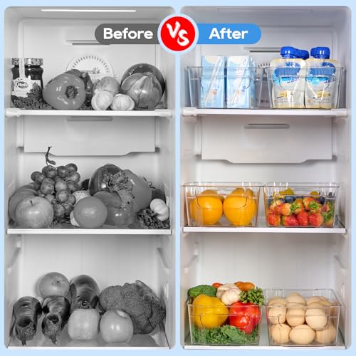 JollyPack Clear Plastic Storage Bins, 8 Pack | Pantry Organizers, Storage with Handles, Clear Storage Containers,Great for Fridge, Kitchen, Bathroom and Office - size: 8pack 12.5"Lx 6.4"W x 3.35" H