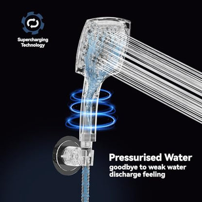ELLO&ALLO Rain Shower Head with Handheld Spray, Rainfall Shower Head Combo with 60" Hose, Adjustable Dual Showerhead Set with 3-Way Diverter, Sliver