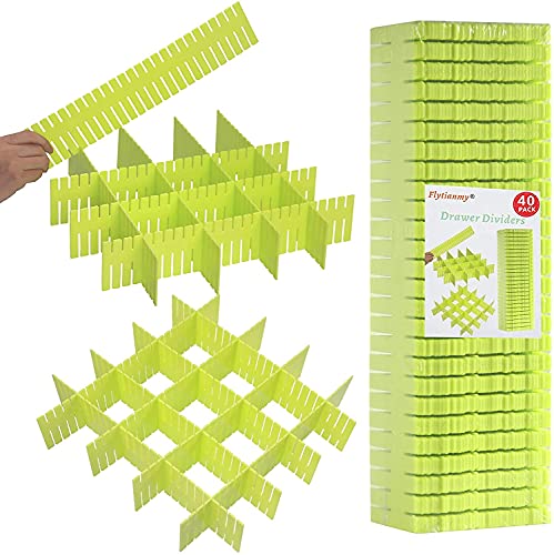 40Pcs Drawer Dividers, Adjustable Drawer Organizer for Socks, Underwear, Makeup, Can Help Tidy Kitchen, Bedroom, Dresser Green - color: Green, size: 40Pcs