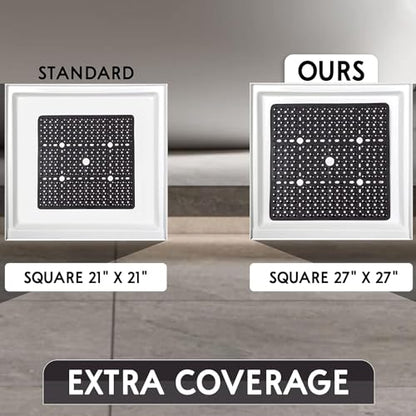 ENKOSI Large Square Shower Mat - 27x27 inch Non Slip Shower Mats - Green Shower Mats for Showers Anti Slip - Shower Non Slip Mat - Shower Mat with Drain Hole - Square Bathroom Mat (Clear Green 27x27) - color: Clear Green