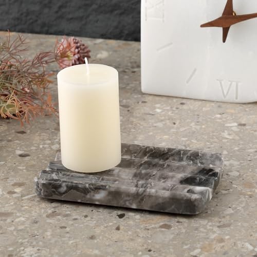 Karibiber Marble Soap Dish, Bar Soap Holder Shower, Brown Soaps Saver with Water Ripple Design, Easy Cleaning Stone Sponge Holder for Kitchen Sink，Bathroom, Executive Natural Stone Soap Tray - color: Arabescato Orobico(brown）