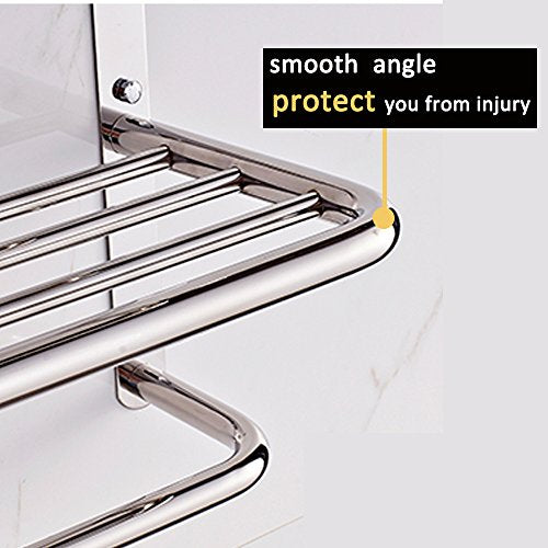 LUANT 24 Inch Bathroom Shelf 3-Tier Wall Mounting Rack with Towel Bars - color: Polished 24 Inch