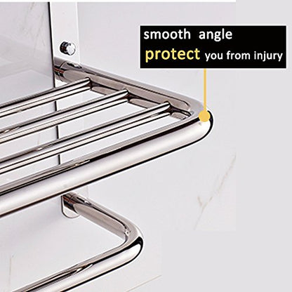 LUANT 24 Inch Bathroom Shelf 3-Tier Wall Mounting Rack with Towel Bars - color: Polished 24 Inch