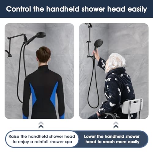 PDPBath Shower Extension Arm, 16" Upgrade Solid Brass Shower Head Extender, Adjustable Height Extended with G1/2 Universal Connection for Rain & Handheld Shower Head - Oil Rubbed Bronze - color: Oil Rubbed Bronze, style: 8 Inch + 8 Inch