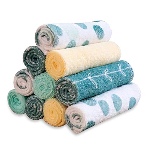 Spasilk Baby 10 Pack Soft Terry Bath Washcloth Wipes - color: Green Dots, size: 10 Count (Pack of 1)