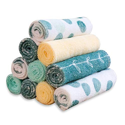 Spasilk Baby 10 Pack Soft Terry Bath Washcloth Wipes - color: Green Dots, size: 10 Count (Pack of 1)