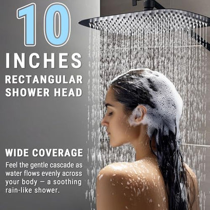G-Promise 10 Inch All Metal Rain Shower Head with Handheld (Matte Black) | Suits Every Height, Pause Mode Diverter, Massage Mode Handheld, Full Body Coverage, Easy to Install, Modern Bath Upgrade - color: Matte Black, size: 10 Inch