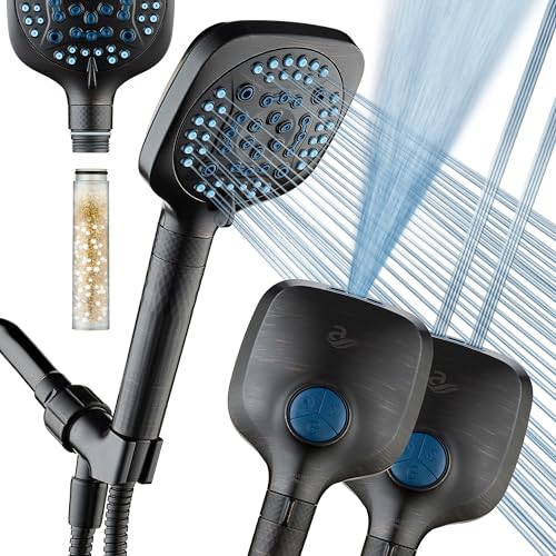 AquaCare 4X High Pressure 10 Spray Mode Filtered Showerhead - Handheld Shower Head Filters Chlorine to Heal Dry Skin, Revive Hair - Dual Power Wash Cleans Tub, Tile, Pets - Hard Water Softener, ORB - color: Oil Rubbed Bronze