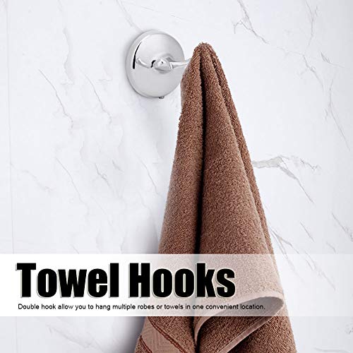 Ymiko Stainless Steel Coat Towel Hanger Wall Mounted Hooks Double Robe Hook Holder for Bathroom Living Room