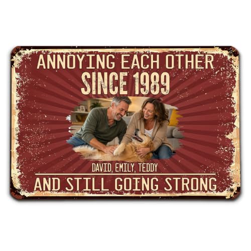 Annoying Each Other Since Metal Sign Personalized Couple Funny Anniversary Decor Gift for Wife Husband - Still Going Strong Custom Photo Couple Plaque Wall Art Decoration Indoor Outdoor - color: Annoying Each Other Since