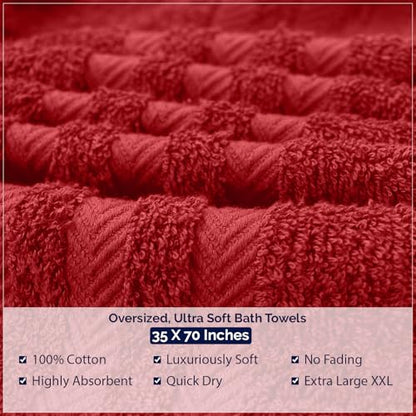 DAN RIVER 2 Pack Bath Sheets Extra Large 35x70, Large Bath Towels for Adults, XL Oversized Heavy Duty Towel Set, 600 GSM 100% Ring Spun Cotton, Soft Quick Dry, Red - color: Red