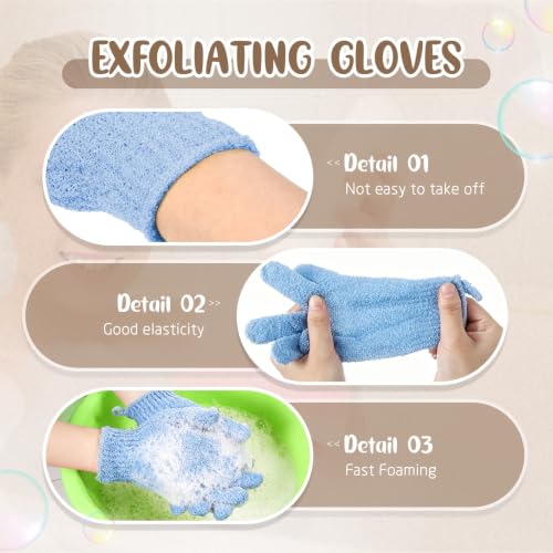 Didaey 104 Pcs Exfoliating Glove Bulk Shower Gloves with Hanging Loop Exfoliating Body Scrubber Dead Skin Remover for Body Bath Beauty Spa Massage Scrubs Men Women Bathing (Light Blue) - color: Light Blue