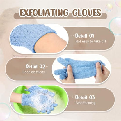 Didaey 104 Pcs Exfoliating Glove Bulk Shower Gloves with Hanging Loop Exfoliating Body Scrubber Dead Skin Remover for Body Bath Beauty Spa Massage Scrubs Men Women Bathing (Light Blue) - color: Light Blue