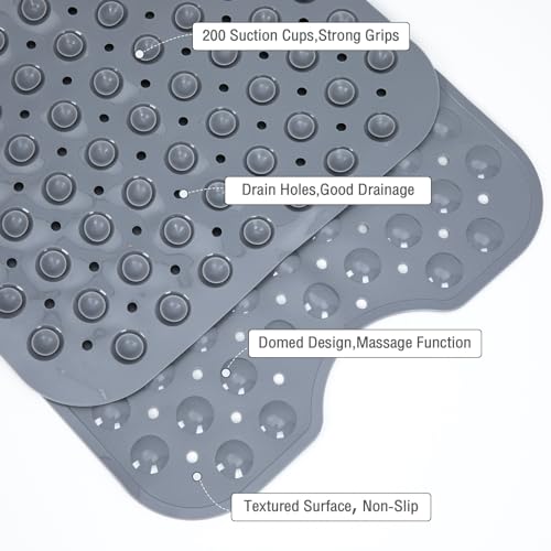 Gray Bathtub Mat and Clear Shower Mat