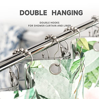 Bathway Shower Curtain Hooks Rust Proof Shower Curtain Rings, Smooth Glide Double Hook Shower Curtain Hooks,Shower Hooks for Shower Curtain Matte Nickel Shower Rod Hooks Shower Curtain Hangers 12Pcs - color: Matte Nickel