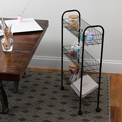 Household Essentials Matte Black Slim, 3 Shelf Storage Cart with Wheels - style: 7" Black - Basic