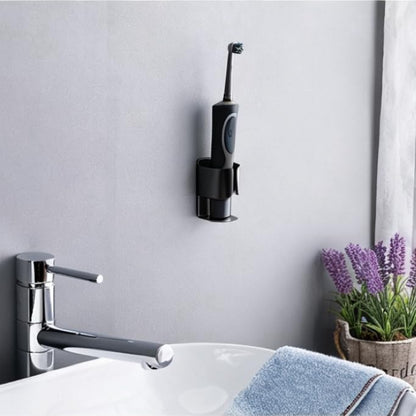 Electric Toothbrush Holder Wall Mount, Black, 2 Pack | 304 Stainless Steel, No Drill Adhesive, Bathroom Organizer, Waterproof Rack for Shower - color: Black