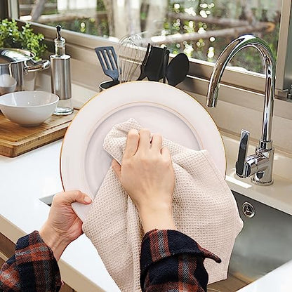 joybest Cotton Kitchen Towels, 4-Pack Waffle Weave Ultra Soft Absorbent Dish Towels Quick Drying Dish Cloths, 18 in x 28 in, Beige - color: Beige, size: 18 in x 28 in