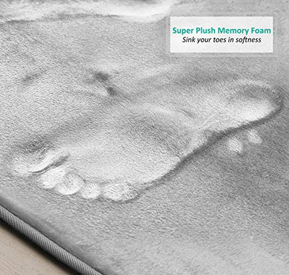 Clara Clark 3 Piece Bathroom Rugs Bath Mat Set, Velvet Memory Foam Bath Mats for Bathroom - Non-Slip, PVC Backing Bath Rugs, Washable - Dries Quickly, Silver - color: Silver