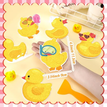 Yaomiao 24 Pcs Duck Bathtub Non Slip Stickers Bathroom Tubs Anti Slip Decal | Shiny, Sparkle, Glitter, Peva, 4.53inch, Easy Apply, Scraper, No Residue, for Shower Stairs Floor, Cute, Safety,Grip - style: Duck