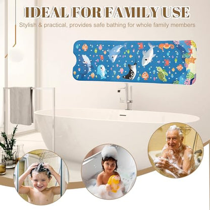 Marine Animals Bathtub Mat Non Slip with Drain Holes and Suction Cups Bath Mat 40x16 Inch Tub Mats Shower Mats for Kids - color: Marine Animals