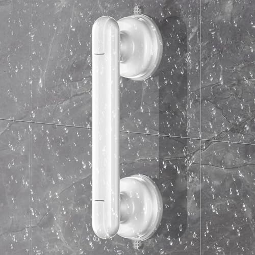 Upgraded 2-Pack Grab Bars for Shower Bathroom Wall, Heavy-Duty Suction Grab Bars Shower Handle Safety for Elderly Seniors Handicap, No Drilling Tool-Free, Reusable (Black and White) - color: Black+White