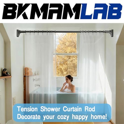 Black Shower Curtain Rod 39 to 86 Inch,Heavy-Duty inner Lock Stainless Steel Telescopic Rod,1.2-Inch Diameter Bathroom Anti-Rust And anti-Slip Tension Rod Without Drilling,Convenient to Use - color: Black, size: 39-86 Inches