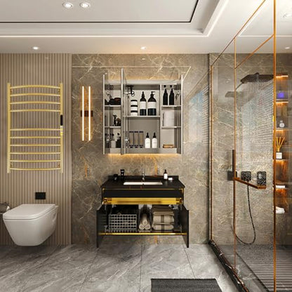 Luxury 10 Bars Gold Towel Warmer Wall Mount Electric Plug-in/Hardwired Heated Towel Rack, Heated Towel Drying Rack with Timer & Temperature Multi-Level Adjustable (Brushed Gold, 10 Bars) - color: Brushed Gold, size: 10 Bars