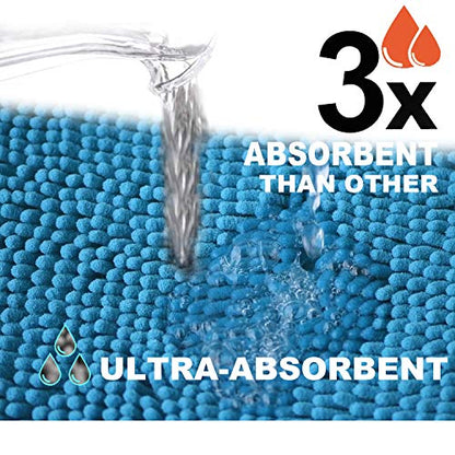 Teal Blue Bathroom Rugs Bath Mats for Bathroom Chenillen Bath Rug Set 2 Piece Non-Slip Bath Mats, Absorbent Shaggy Rugs, Machine Wash, Perfect Plush Bathroom Mats, Batroom Carpets Set - color: Teal Blue