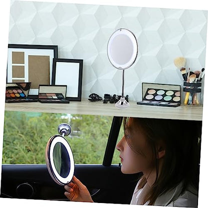 Beaupretty 360° Rotating 10X Magnifying LED Makeup Mirror with Suction Cup for Bathroom and Vanity Portable Lighted Cosmetic Mirror