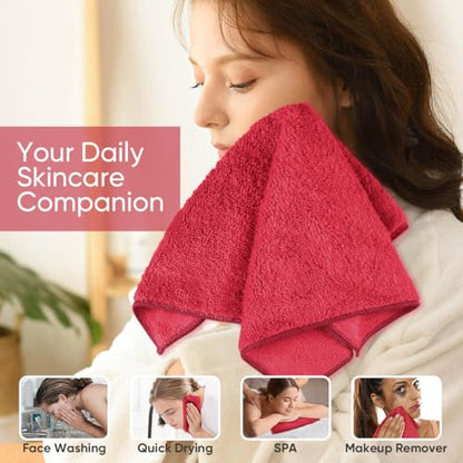 HOMEXCEL Washcloths 12PK, Ultra Soft&Highly Absorbent Face Towels, 12X12 in | Multi-Purpose Towels, Microfiber Wash Cloths for Bathroom, Hotel, Spa, Gym, and Kitchen, Machine Washable, Red - color: Red