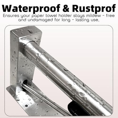 Under Cabinet Paper Towel Holder, One-Hand Tear Kitchen Paper Towel Holder | Stainless Steel Wall Mount Self Adhesive Paper Towel Rack with Tension Arm, Fits for First Apartment Essentials, Kitchen, RV - color: Sliver