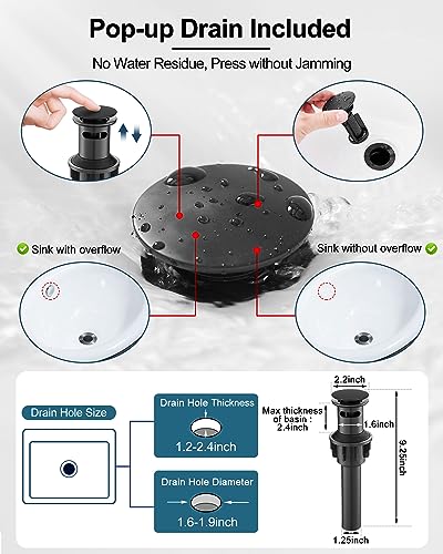 Black Waterfall Bathroom Faucet, Brass Widespread 3 Hole Vanity Faucet, 2 Handles Bathroom Sink Faucet Set, 8 Inch Bathroom Faucets for Sink Vanity Lavatory Farmhouse RV with Pop-Up Drain - color: Matte Black