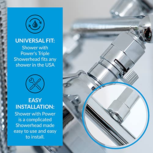 High Pressure Double Shower Heads with Handheld Spray. Adjustable Ball Joint and Detachable Head with Pressure Control Valves for an Enjoyable Spa Bathing Experience.