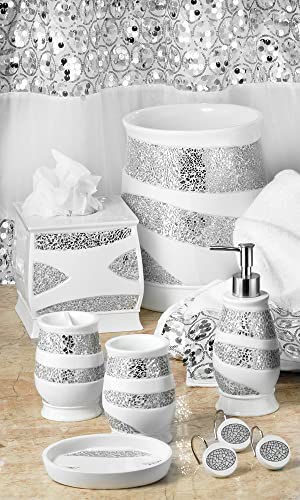 Popular Bath Sinatra Modern Bath Soap Dish Modern Classic Contemporary Decorative Beautiful Designs Bathroom Decor for Home Luxury Bath, White - size: 6"W x 6"L (Pack of 1)