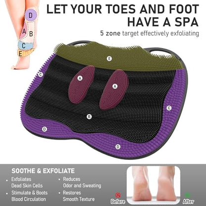 XL Shower Foot Scrubber Mat in Shower with Non-slip Suction Cups | Silicone Feet Toes Deep Clean Exfoliating Massage Brush without Bending, Use in Bathtub Floor Bathroom Safe 17.4*13.4" Black - color: 17.4*13.39" Black