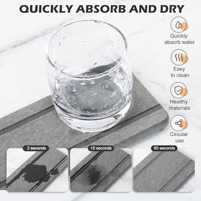 4PCS Stone Drying Trays for Bathroom Sink and Kitchen Counter - Water Absorbing Stone Tray with Diatomaceous Earth, Soap Dish and Coaster - color: Gray 2stripes