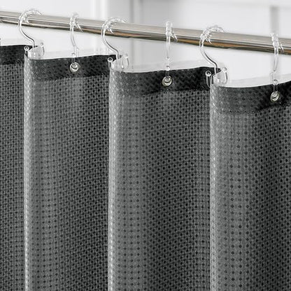 QiyI 3 in 1 Waffle Shower Curtain Set with Liner, Charcoal Grey, 36 x 72 | Shower Curtain and Liner Set with Hooks, Waterproof Stall Bathroom Curtain with PEVA Liner & 6 Double Sided Plastic Rings - color: Charcoal Grey, size: 36"W x 72"L (Pack of 1)