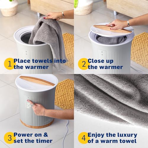 Live Fine Towel Warmer | Bucket Style Luxury Heater with LED Display, Adjustable Timer, Auto Shut-Off | Fits 40” x 70” Oversized Towel - color: White